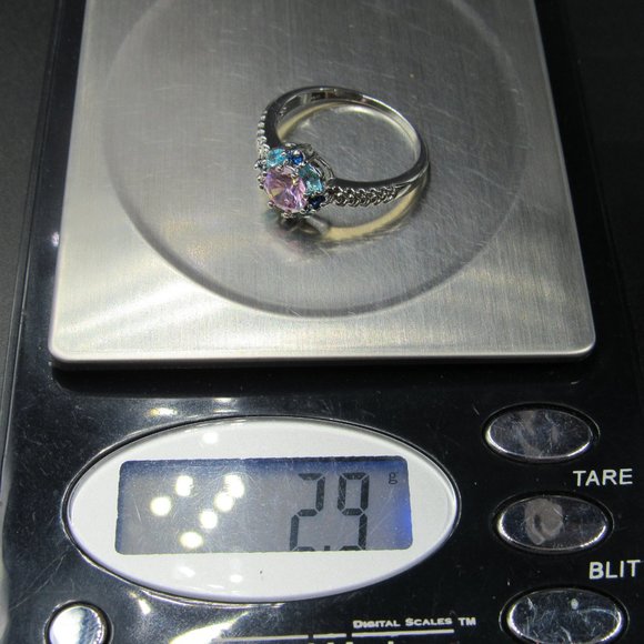 Size 9 Silver Tone Multiple Color Cubic Zirconia Band Ring Vintage - Picture 7 of 7